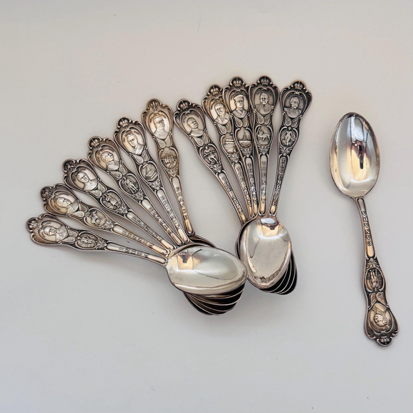 Rare Birks WWI “Allies of the Great War” & Empire Commemorative Spoon 11+1 Set - Picture 1 of 7